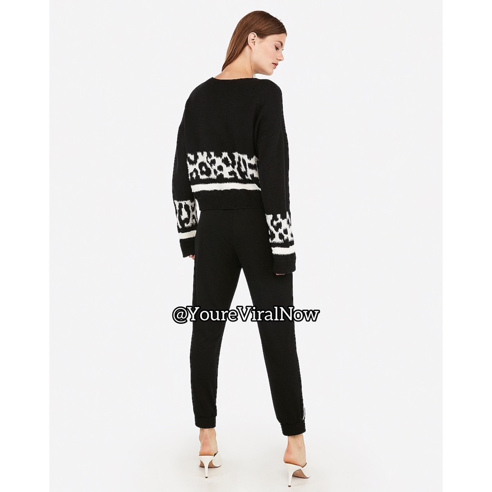 Animal Print Stripe Cropped Sweater - Picture 3 of 3